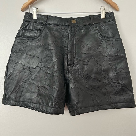 Genuine, leather, vintage high-rise patchwork shorts - Picture 1 of 8